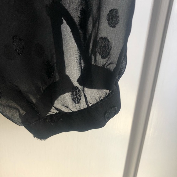 LOFT Sheer Tiefront Polka Dot Blouse - Picture 8 of 9